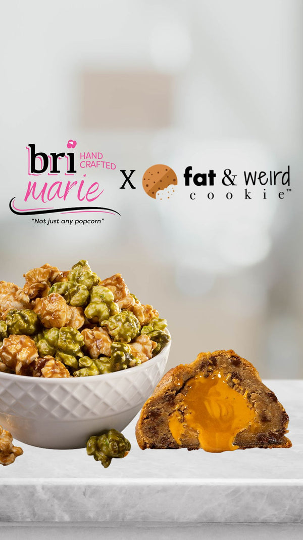 Bri Marie popcorn and Fat and Weird Cookies collab snack box product photo
