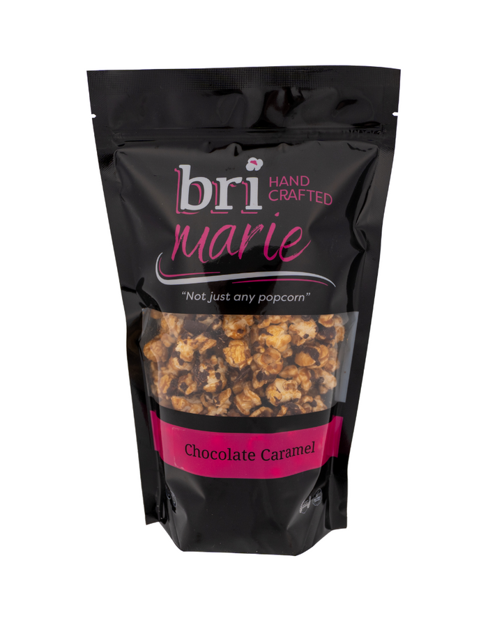 Bri Marie Nacho Pop popcorn with bold cheesy nacho flavor made from non-GMO popcorn kernels.