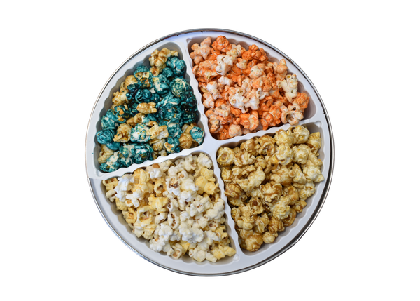 1/2-Gallon 4-Flavor Popcorn Tin – variety tin of gourmet popcorn flavors